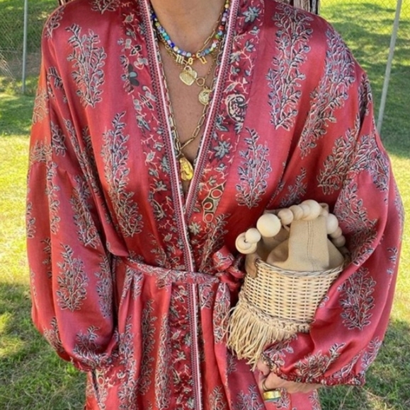 Zara Coral and Cream Kimono Robe - Picture 12 of 16